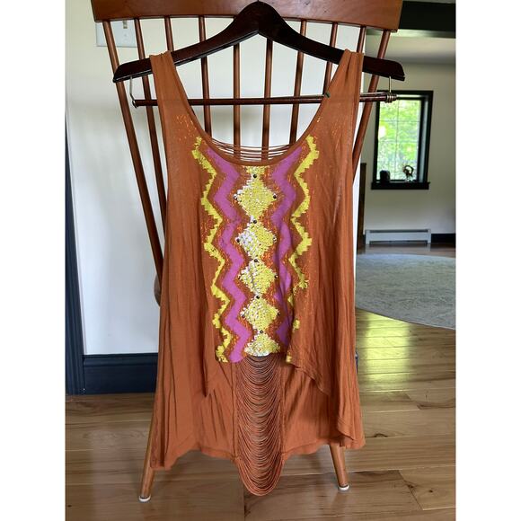 Decree Womens Tank Top L Fringe Back - Picture 5 of 5